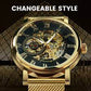 Women Skeleton Mechanical Watch Mesh Strainless