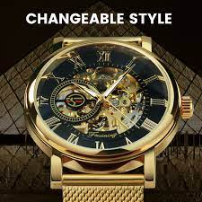 Women Skeleton Mechanical Watch Mesh Strainless